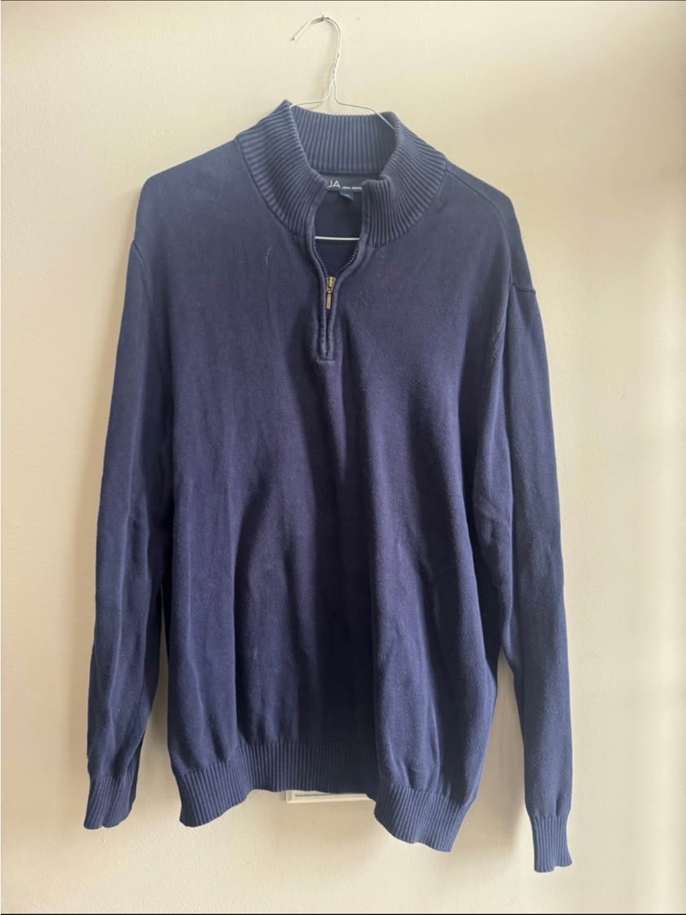 John Ashford Navy Zip-Neck Sweater